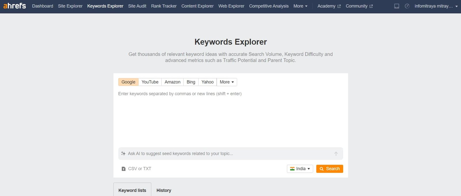 ahref keyword research tool